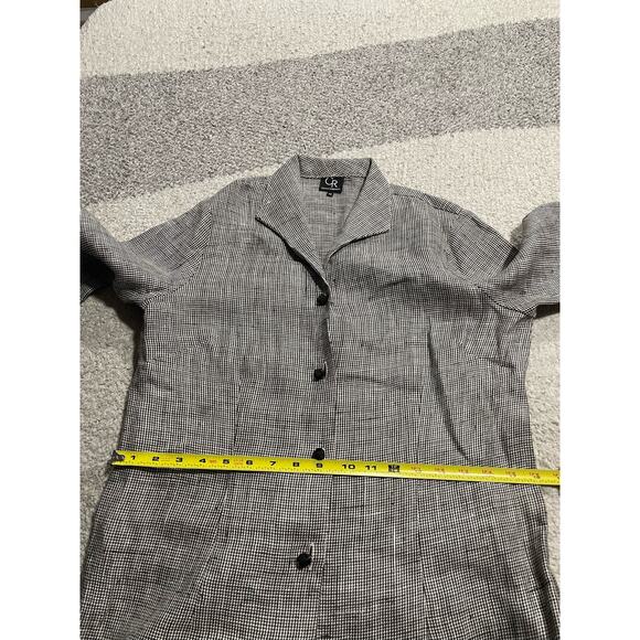 Connie Roberson Linen Plaid Button Up Shirt Womens Size XS USA Made White Brown - Picture 6 of 9